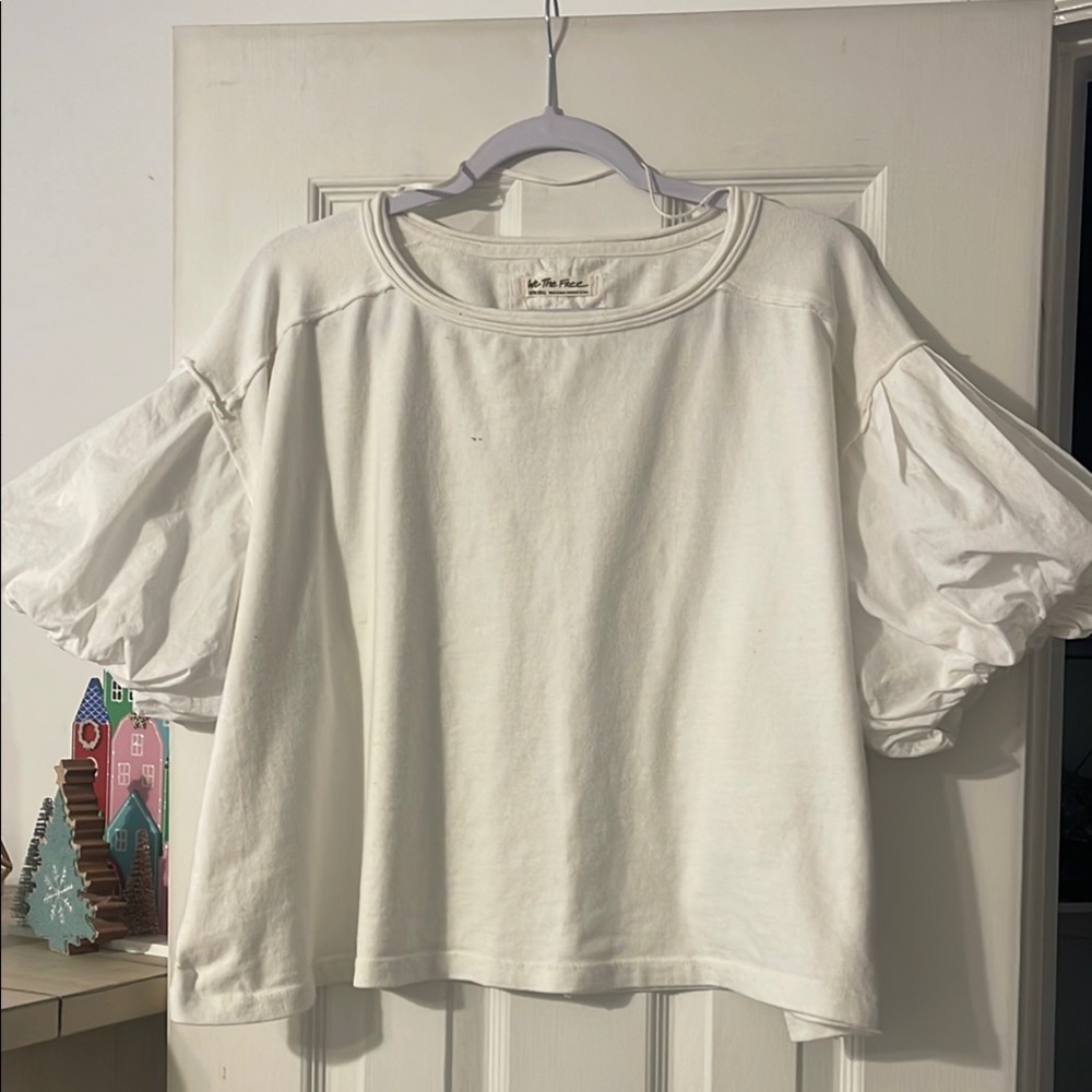 Free People Cream Puff Sleeve Blouse